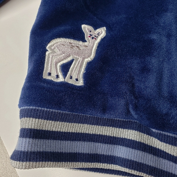 Vtg Wonder Kids Velour Track Jacket Appliqued Animals Bunny Striped Ribbed Hem - Picture 5 of 10